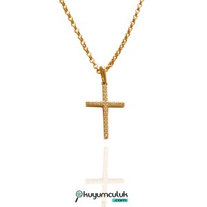 14 Ayar Altın Taşlı Haç Kolye Ucu
