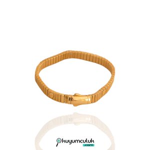14 Ayar Altın Vida Model Çizgili Bileklik