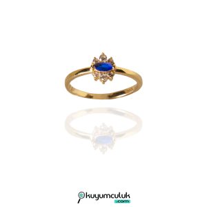 Mavi Taşlı Altın Yüzük