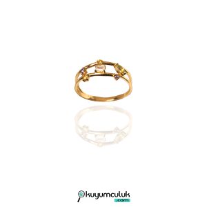 Renkli Taşlı Çift Halka Yüzük