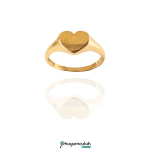 Kalp Detaylı Altın Yüzük