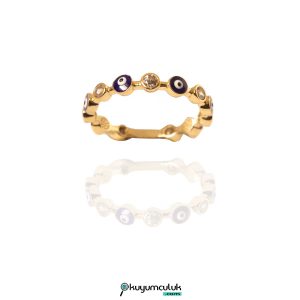 Sıra Taşlı Nazar Boncuklu Yüzük