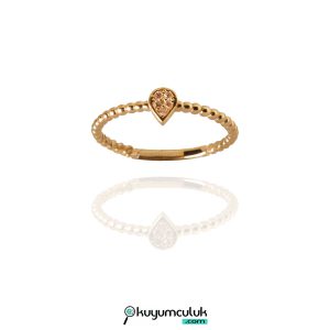 Damla Detaylı Taşlı Yüzük