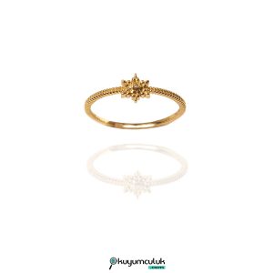 Kristal Detaylı Altın Yüzük