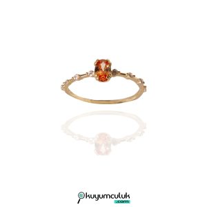 Turuncu Taşlı Vintage Yüzük