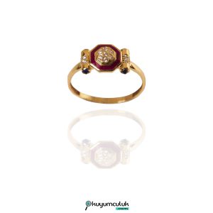 Bordo Mineli Tasarım Yüzük