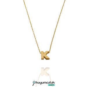 K Harfli Minimal 14 Ayar Altın Kolye