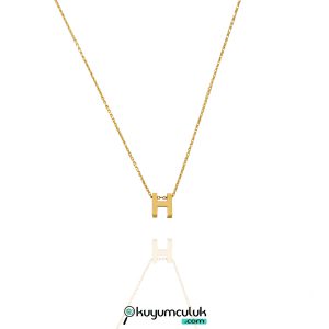 H Harfli Minimal 14 Ayar Altın Kolye